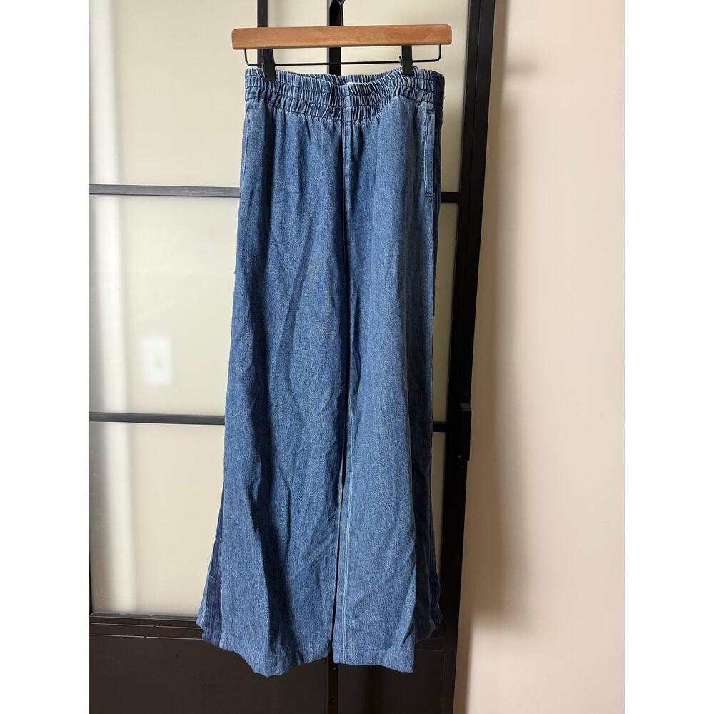 Wide Leg Denim Jeans - Blue